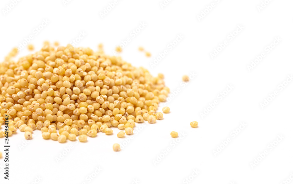 Whole Millet Pearl Grains on a White Background Whole Millet Pearl Grains on a White Background