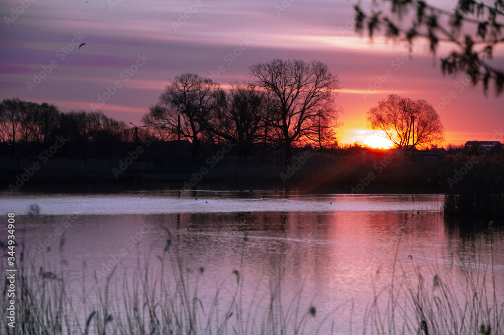 Fototapeta premium sunrise over lake