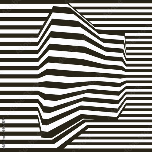 Optical illusion lines background. Abstract 3d black and white illusions. EPS 10 Vector illustration