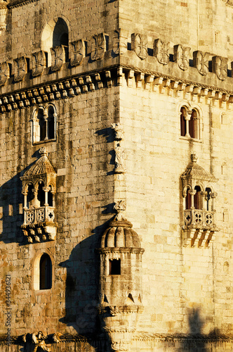 View of the Belem tower at the bank of Tejo River, Lisbon, Portugal photo