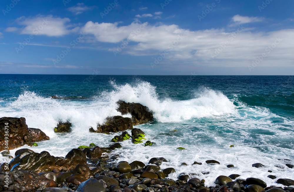 Ocean waves beating on the rocky shore