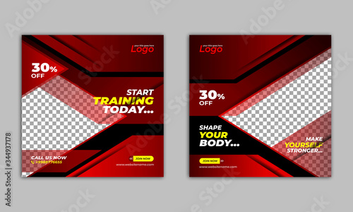 Gym and fitness square banner template for social media post story web banner and flyer