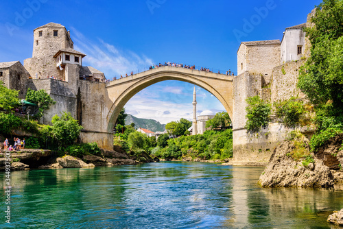 Stary Most bridge in Mostar Old town, Bosnia and Herzegovina photo