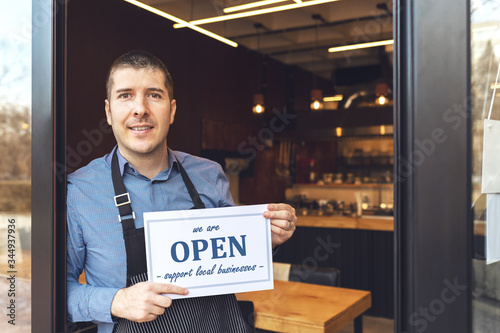 Reopening of a small business activity after the covid-19 lockdown quarantine photo