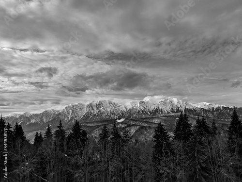Black and White Photography of a Beautiful winter landscape in the mountains
