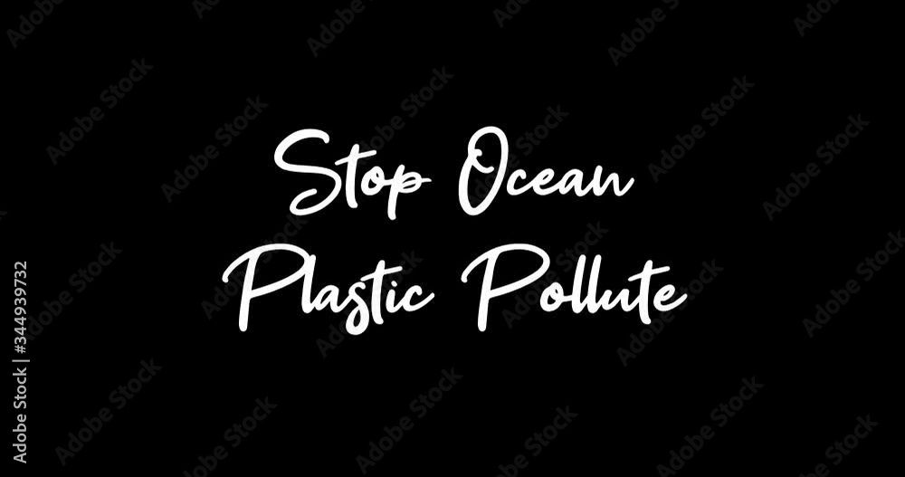 Stop Ocean Plastic Pollute White Color Cursive Font Transition on Green Background Stock Video