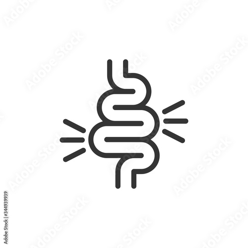 Gut constipation icon. intestine vector illustration isolated on white background. Stomach and digestion business concept. 