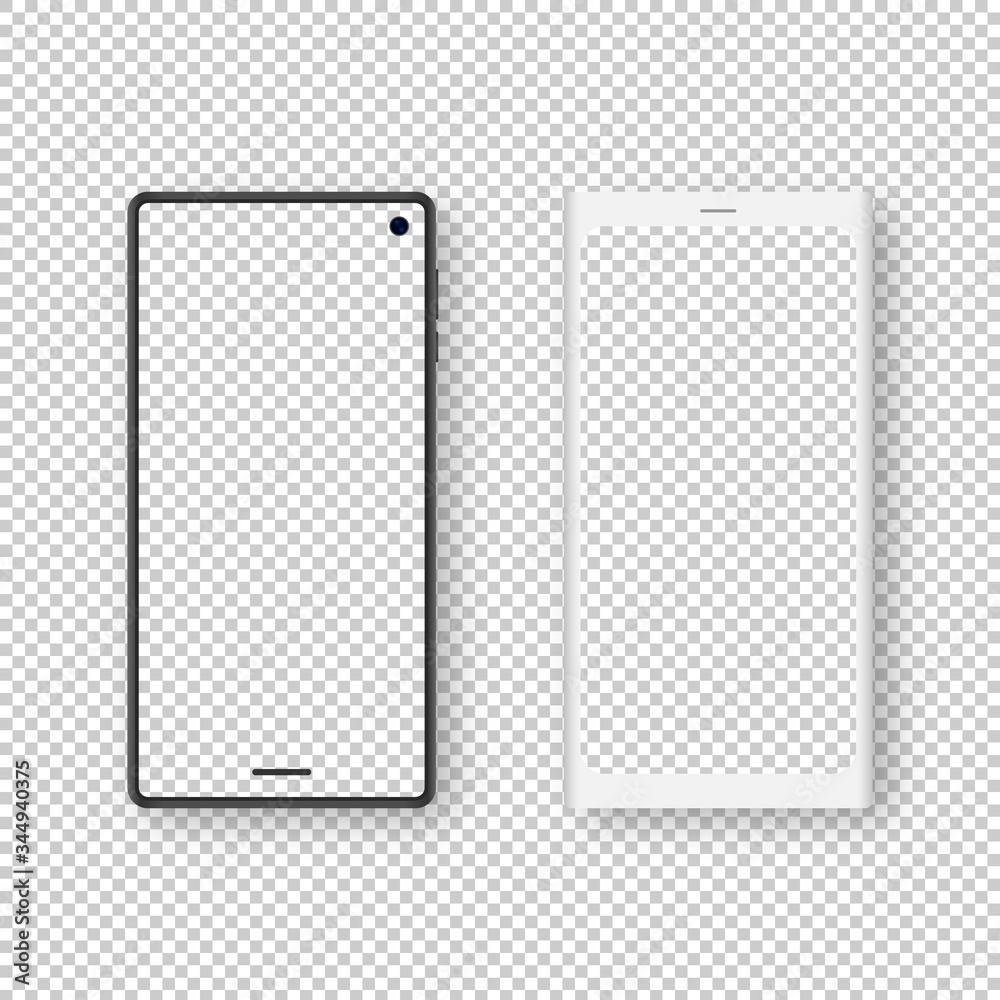 Realistic smartphone with with transparent screen. Smartphone mockup isolated on transparent background. Realistic vector illustration. Realistic smartphone with with transparent screen. Smartphone mockup isolated on transparent background. Realistic vector illustration.