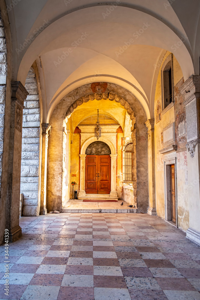 Portico of the theater of Feltre, Belluno - Italy