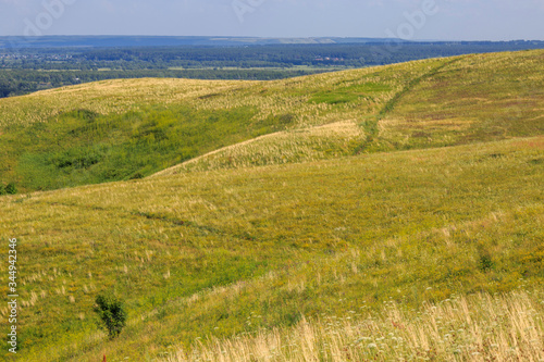 beautiful hills on the high bank of the river Vyatka on a sunny day in summer © Андрей Пугачев