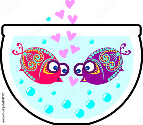 Decorative violet fishes in aquarium