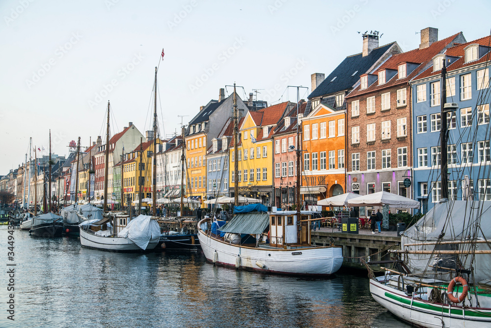 colorful buildings along the canal of Copenhagen 