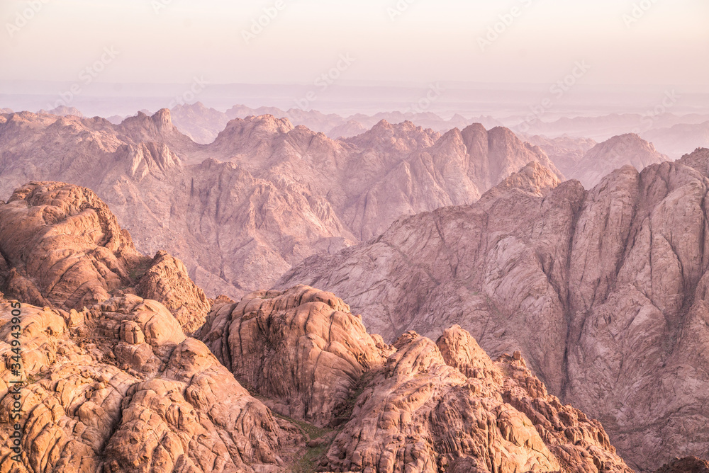 sunrise in the sinai mountains of egypt