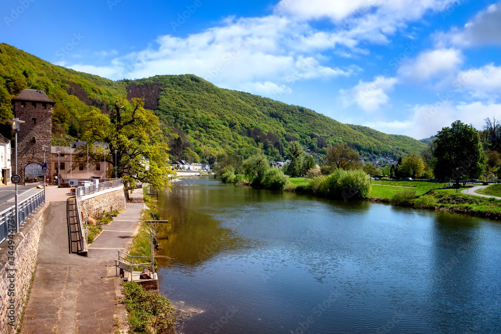 Scenic village Dausenau on the river Lahn, Rheinland-Pfalz, Germany