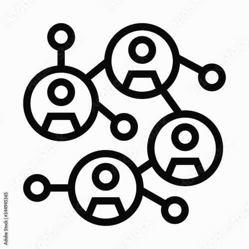 Social network icon. Community of people. Association of people. Commonwealth. Communication between people. Illustration of communication partners. Vector icon.
