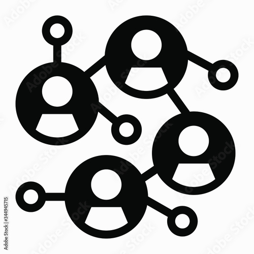 Social network icon. Community of people. Association of people. Commonwealth. Communication between people. Illustration of communication partners. Vector icon.