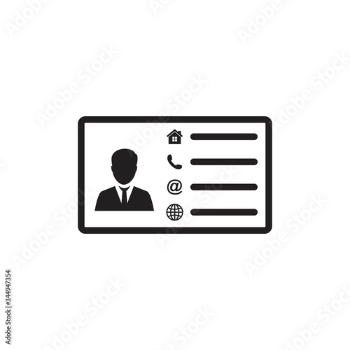 id card icon. business card  isolated on white. vector illustration