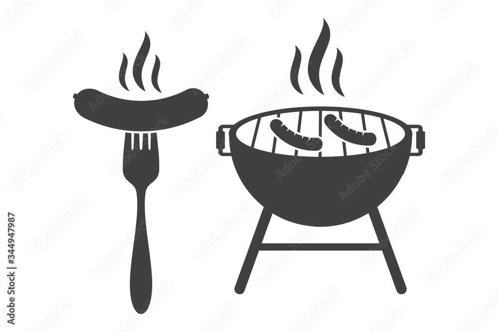 grill vector icon set, BBQ Grill symbol. isolated on white background