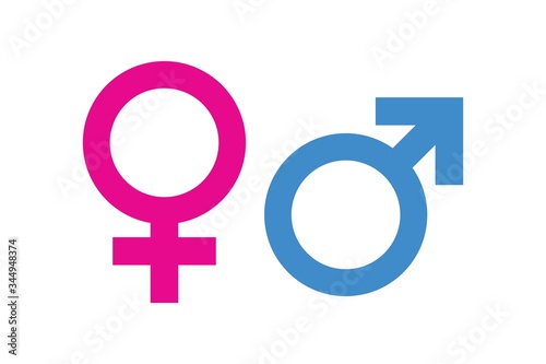 Male female sign, men and women symbol, gender icon in flat style , vector 