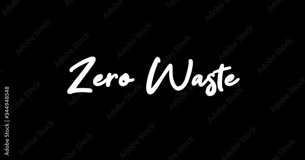 Zero Waste White Color Cursive Font Transition on Green Background Stock Video