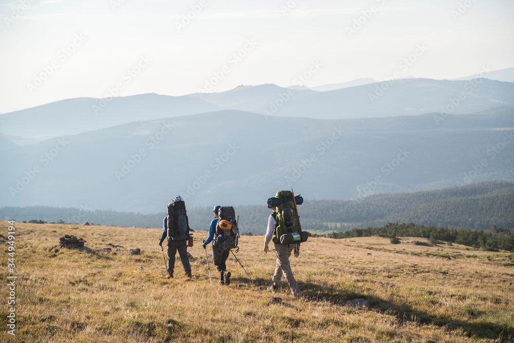 overnight hikers in the mountains of montana