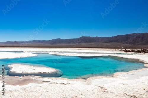 Fototapeta Naklejka Na Ścianę i Meble -  Hidden lagoon Baltinache (Lagunas escondidas Baltinache) Atacama Desert, Chile