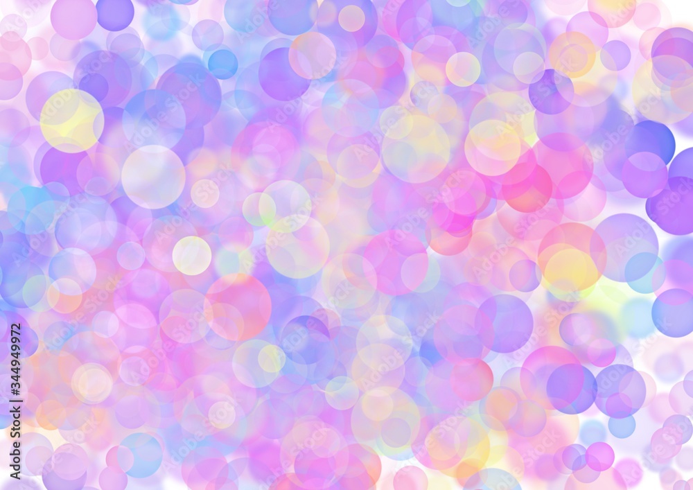 Bubble abstract purple, pink, blue, yellow background. Circles pattern. Copy-space. Template for designs, card, posters, wallpaper.