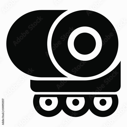 Wooden industry icon. The paper industry. Fabric manufacture. Transportation of pipe products. Industrial transportation. Metallurgical industry. Textile. Turbine. Vector icon.