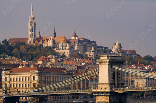 Szechenyi Chain Bridge and Buda Castle in Budapest, Hungary