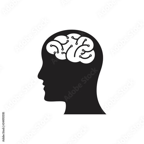 brain Artificial intelligence icon, human head vector Illustration