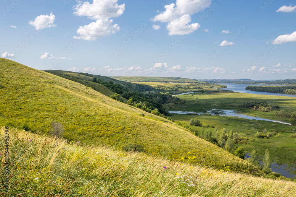 beautiful view of the Vyatka river valley from the high bank