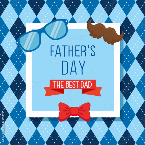 happy fathers day card with hipster accessories decoration vector illustration design