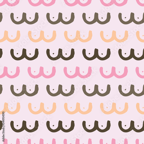 Abstract breasts, boobs pattern. Vector illustration of seamless repeat.