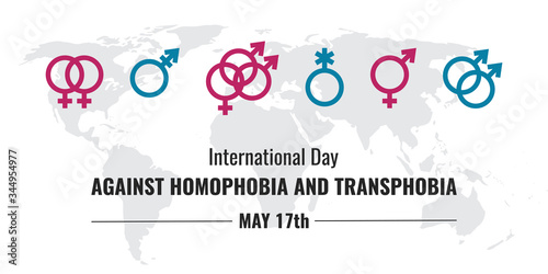 Symbols of sexual orientation. Concept of the celebration of the International Day Against Homophobia, May 17. Vector stock flat illustration on white . Postcard, banner or social media post.