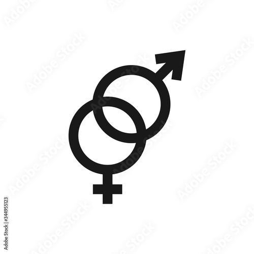 Linked "male" and "female" signs as a symbol of heterosexuality. Vector stock black icon isolated on a white background.