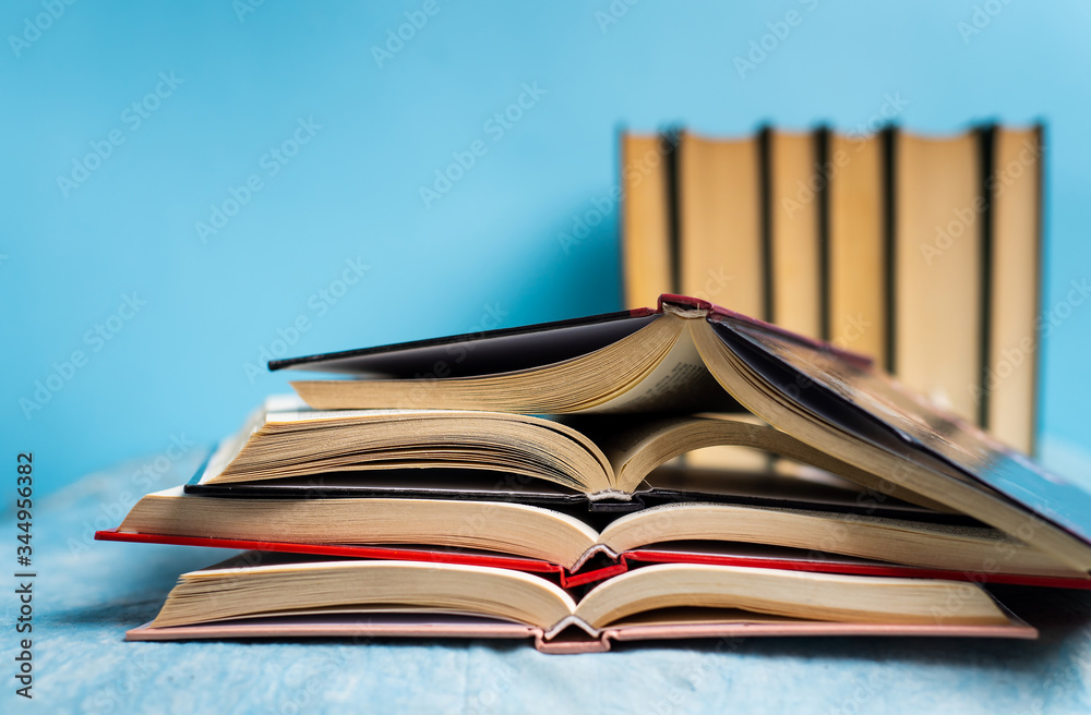 Obraz premium Pile of books with copy space