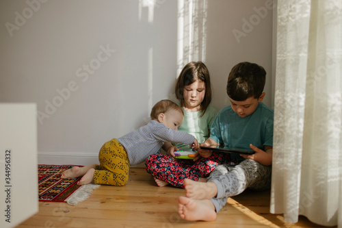 Kids playing at home photo