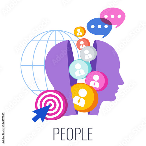 People infographics pictogram. Seven 7 PS marketing mix
