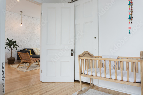 Kid's room with toys and baby bed