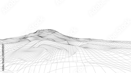 Abstract digital landscape. Cyber or technology background.Vector illustration