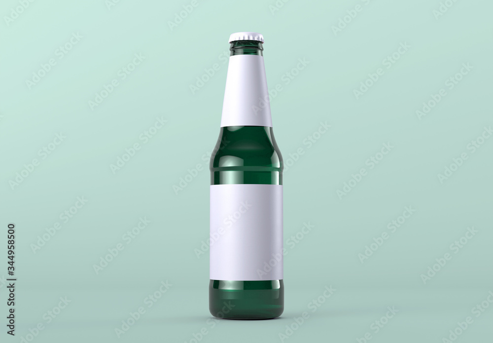 Realistic Beer Bottle Label Mockup. 3d Render Realistic Beer Bottle Label Mockup. 3d Render