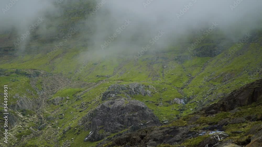 Fog drifts across rainy Welsh mountainside Fog drifts across rainy Welsh mountainside