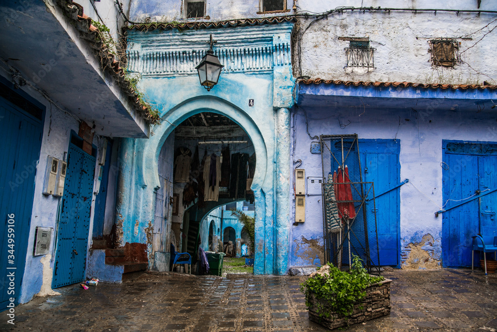 blue arab doorway in morocco