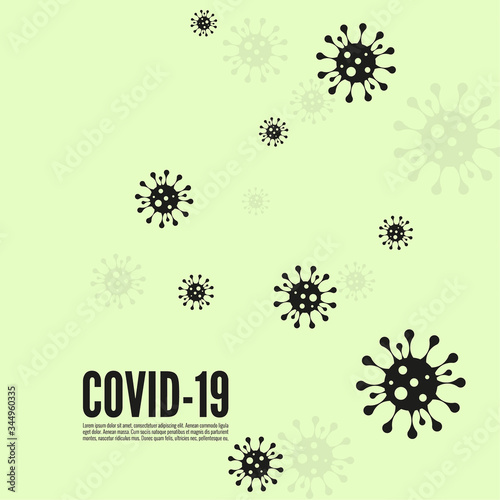 Background with bacillus coronavirus with viral infection. Virus Covid 19 vector illustration.