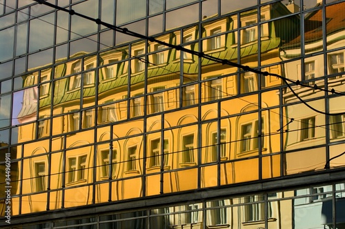 Reflection in the windows of a building