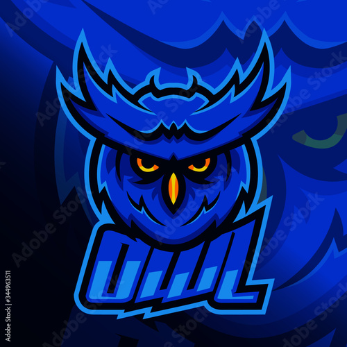 bird owl esport gaming mascot logo template