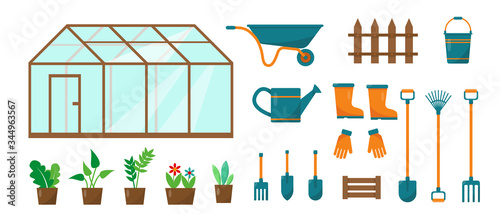 Gardening or farming icons set