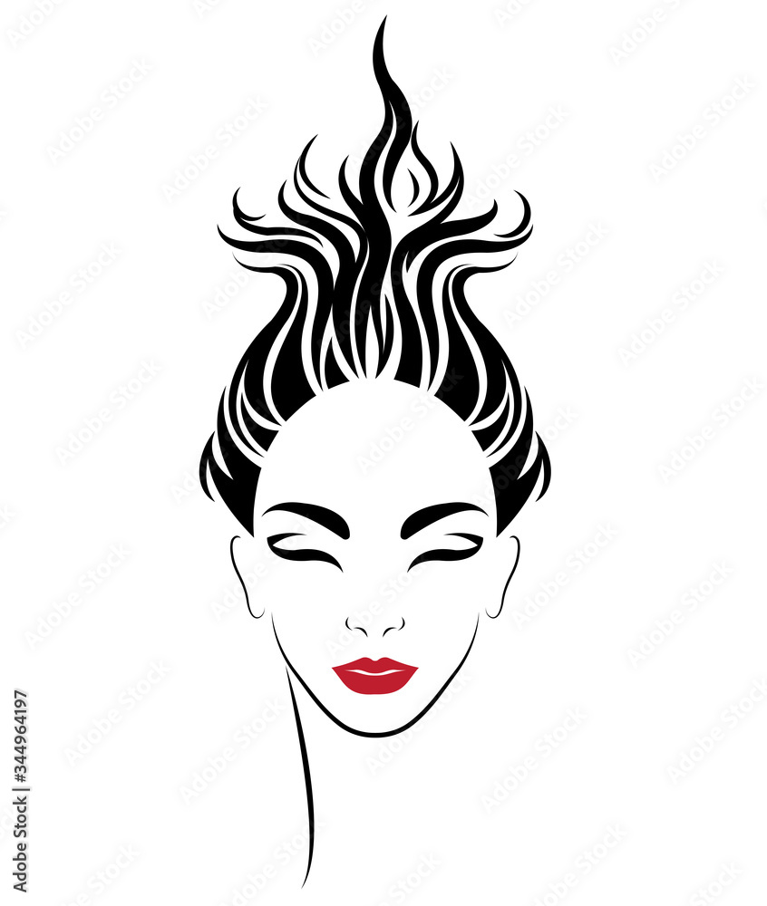 illustration of women shot hair style icon, logo women on white background, vector illustration of women shot hair style icon, logo women on white background, vector