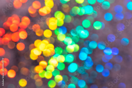 Colorful prism confetti blurred festive backdrop, trendy sparkles and glitter background, flat lay style. Christmas and holidays concept