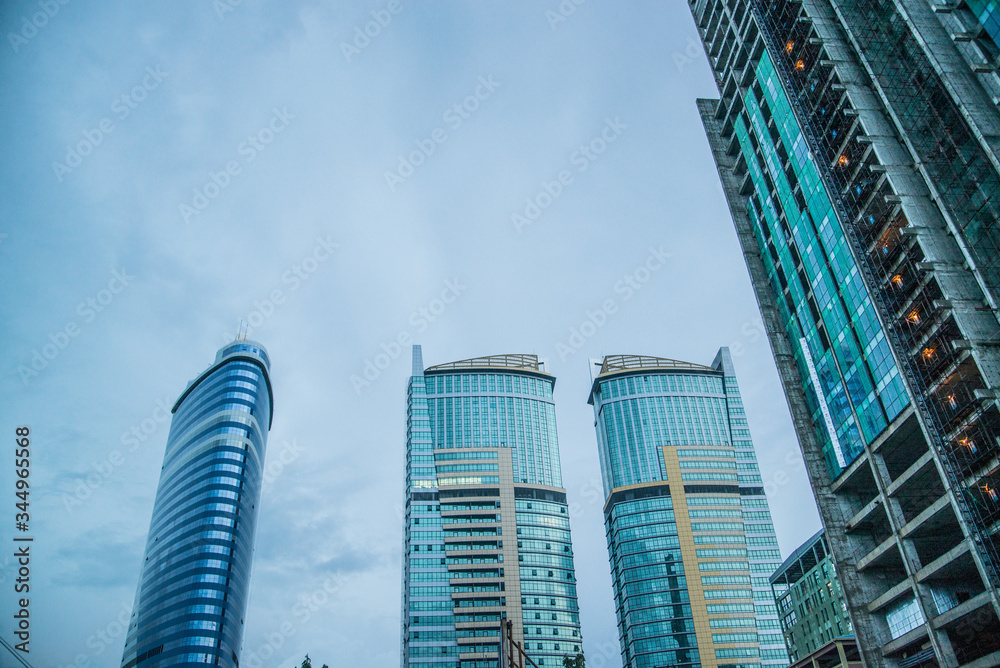 steely blue skyscrapers in downtown dar es salaam tanzania
